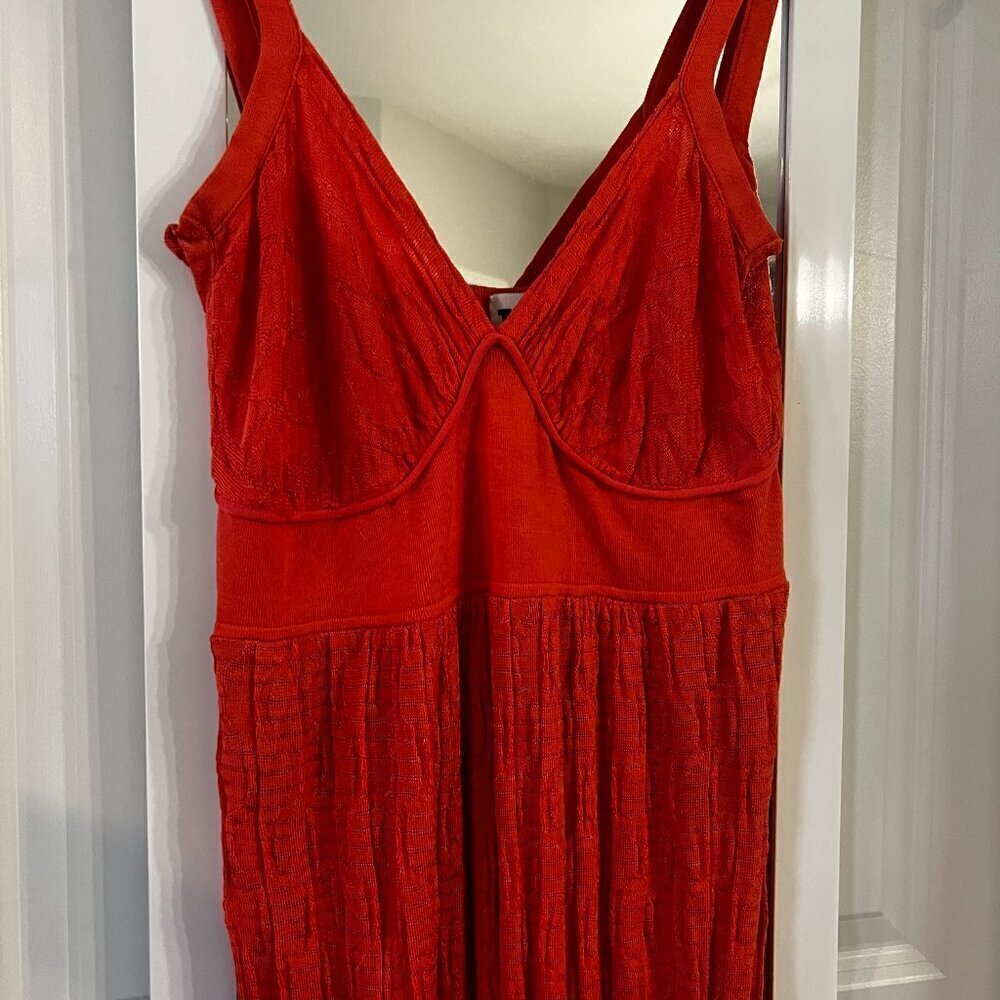 801 MISSONI Runway Knitted/Crochet Coral Lined Long Dress Size US 8 Color Orange - Picture 6 of 11